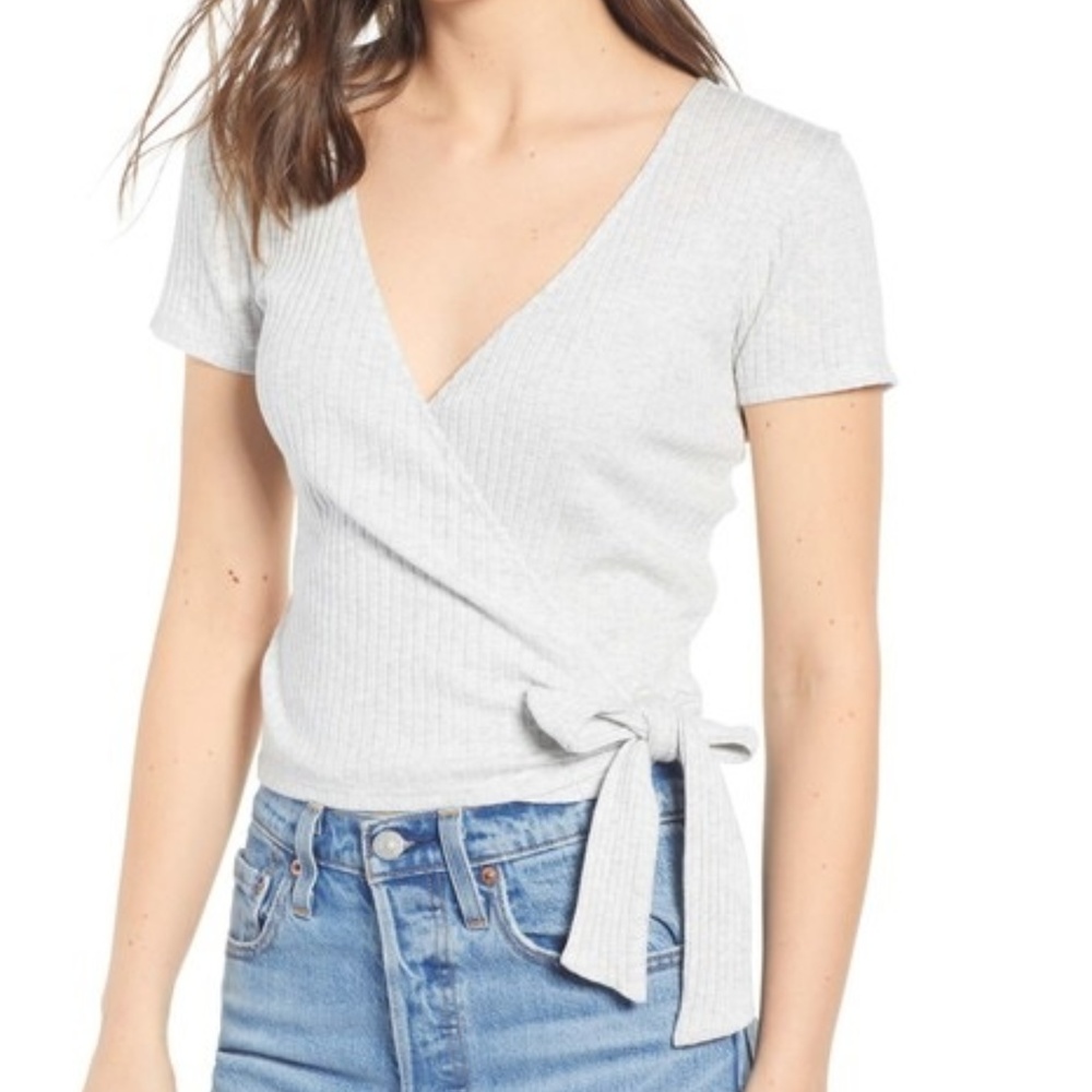 SOLD BP Ribbed Side Tie Wrap Tee Grey 4X Nordstrom - Picture 1 of 3